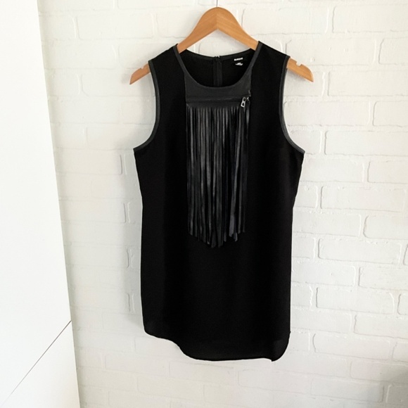 RUDSAK Leather Fringe Micro Dress Moto Biker Black Statement Sz M - Picture 16 of 16